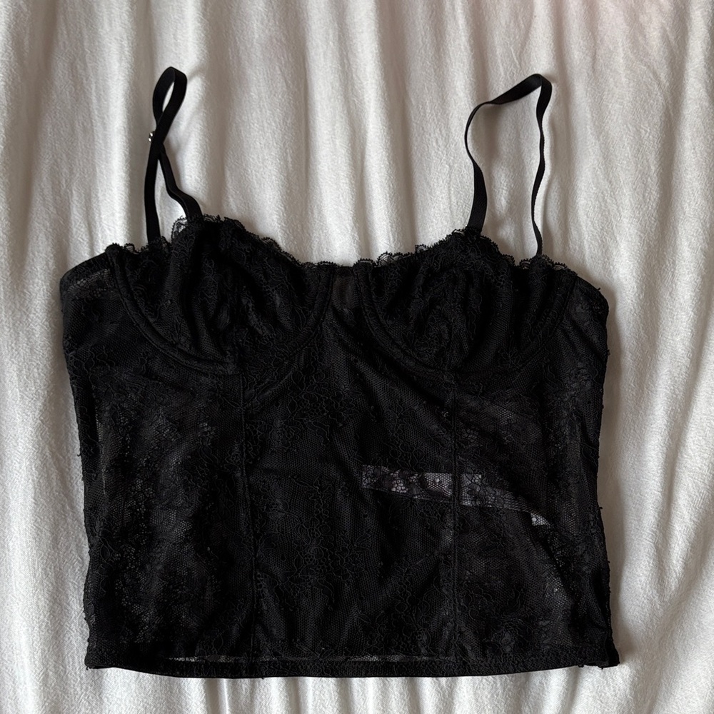 Urban Outfitters Black Lace Corset Bustier Top